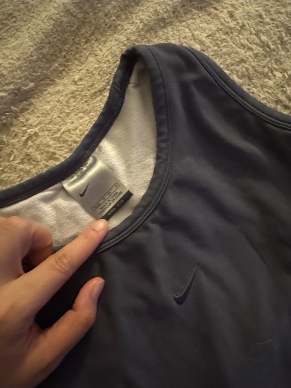 Nike blue gray Charcoal Sleeveless crop padded built in bra top sport